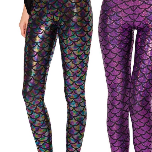 Womens Fish metallic Mermaid 3D bling leggings - Picture 7 of 11